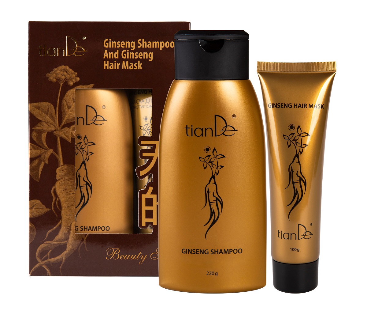 Набір для волосся з екстрактом женьшеню: шампунь + маска для волосся